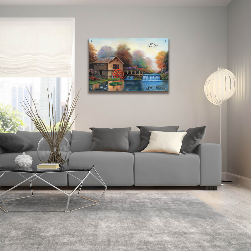 Red Barrel Studio® «Autumn at the Old Mill» par John Zaccheo, art mural en verre acrylique, H 24 po x l 36 po x P 0,2 po