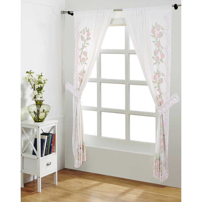 Alburtis 100% Cotton Semi Sheer Curtain Pair, Rose