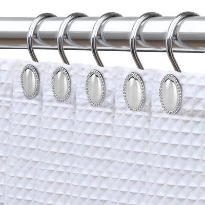 Crochets de rideau de douche, chrome, ensemble de 12, anneaux de rideau de douche décoratifs en alliage de zinc antirouille