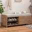 Banc à chaussures avec rangement et coussin, banc de rangement à volets vieillis avec charme rétro pour le salon, vestibule (blanc délavé)-335281327
