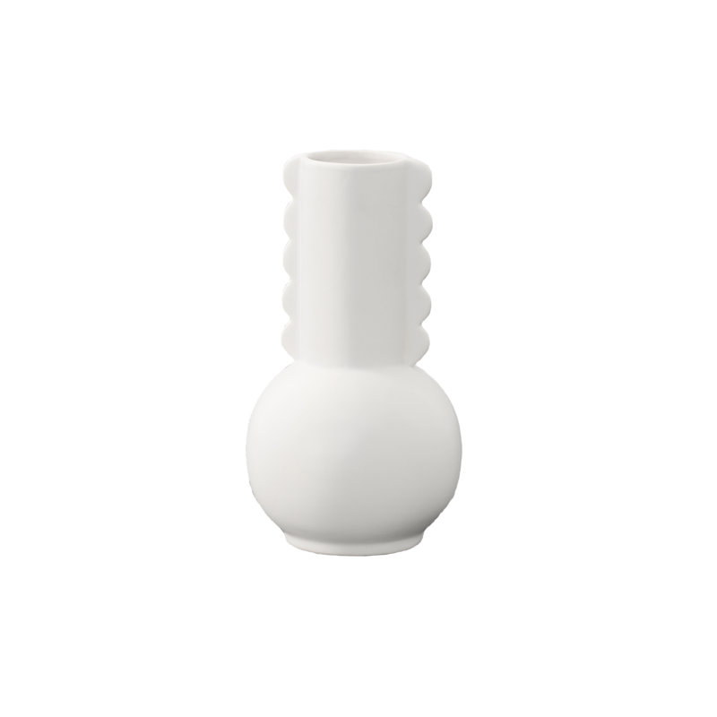 Ceramic Round Bellied Vase Matte Finish White