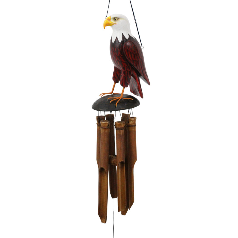 Majestic Bald Eagle Bamboo Wind Chime for Garden Decor