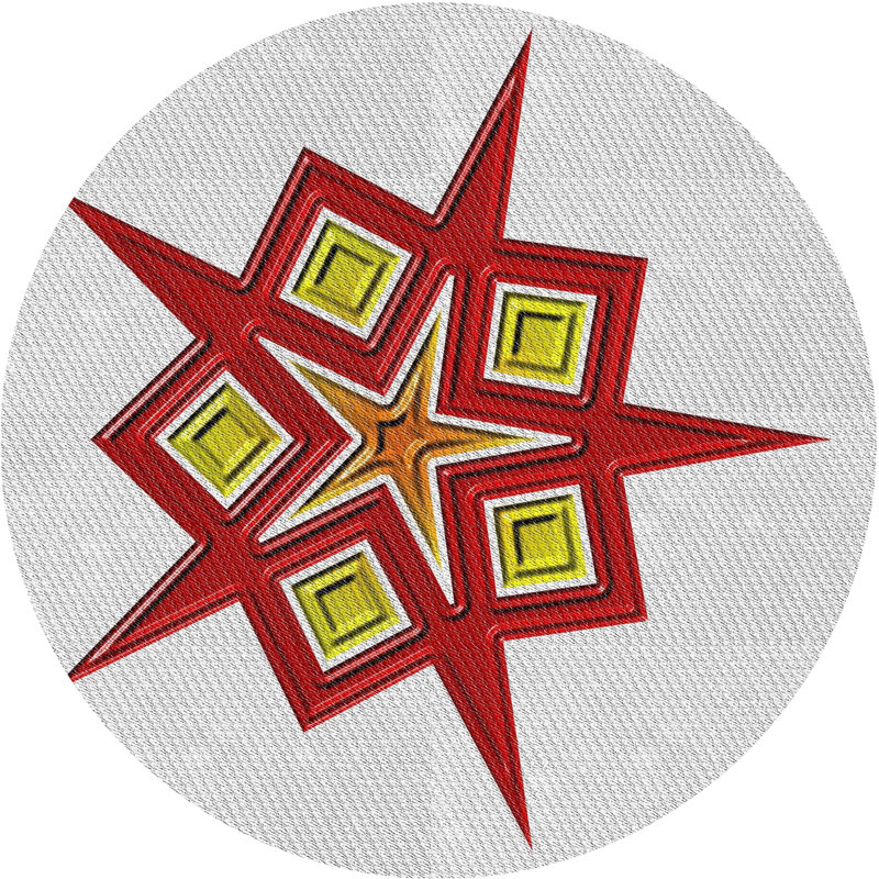 Tapis rouge/vert tissé à la machine, Rond 6 pi