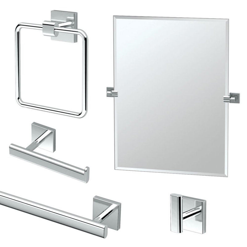 Elevate 5 - Piece Bathroom Hardware Set, Chrome