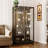 5 Tiers Curio Cabinet With Sliding Glass Doors & LED Lights