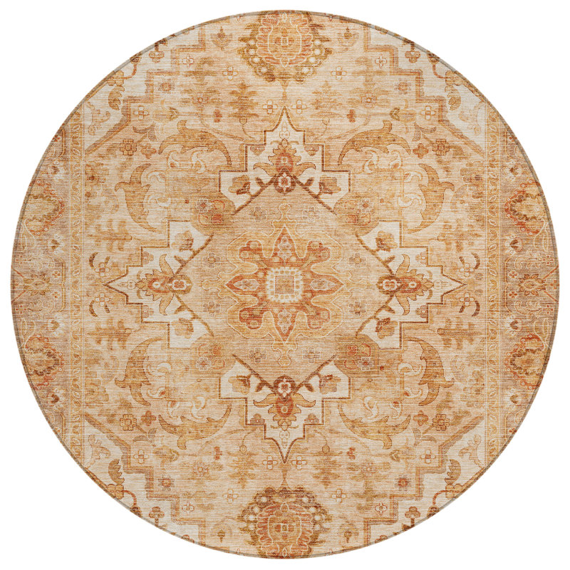 Machine Washable Indoor/Outdoor Oden ACN2164 Global Rug, Rond 8 pi