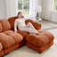 Ensemble de canapé modulaire surdimensionné en chenille avec coussins et 2 repose-pieds, orange terre cuite-1775610280-1775610326