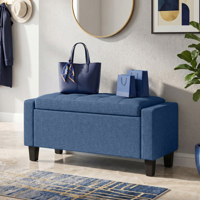 Banc de rangement rectangulaire en tissu capitonné de 93 cm
