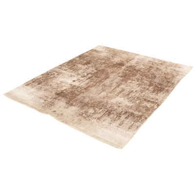 Tapis brun clair en laine fabriqué à la main