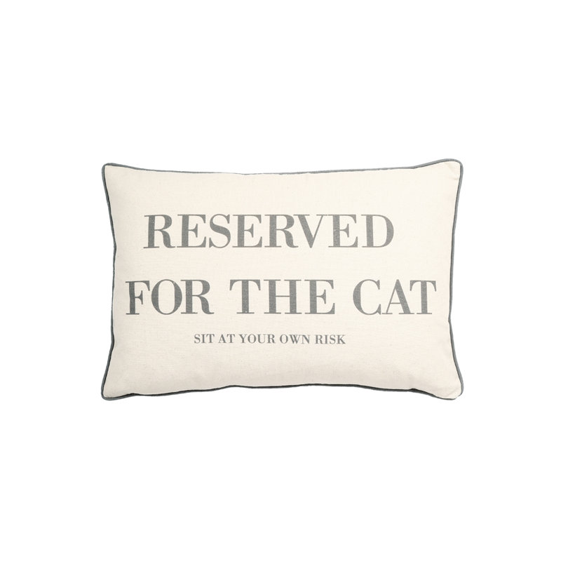 You and Me Reserved for the Cat Print Rectangular Cotton Lumbar Pillow, Pillow Cover Only - No Insert