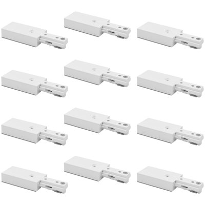 Connecteur d'alimentation Luxrite pour rail H, accessoire d'éclairage pour rail H à circuit unique 3 fils, alimentation 120 V pour système de rail de type H, blanc, lot de 12