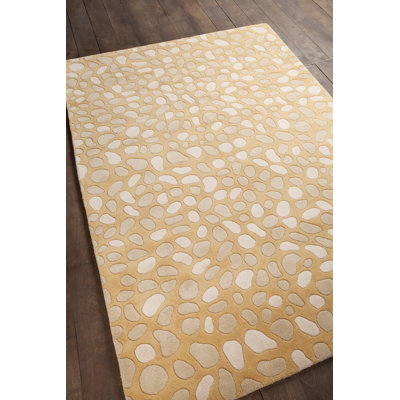 Wyble Authentic Hand-Tufted Handmade Beige & Brown High-Low Abstract Wool Indoor Area Rug
