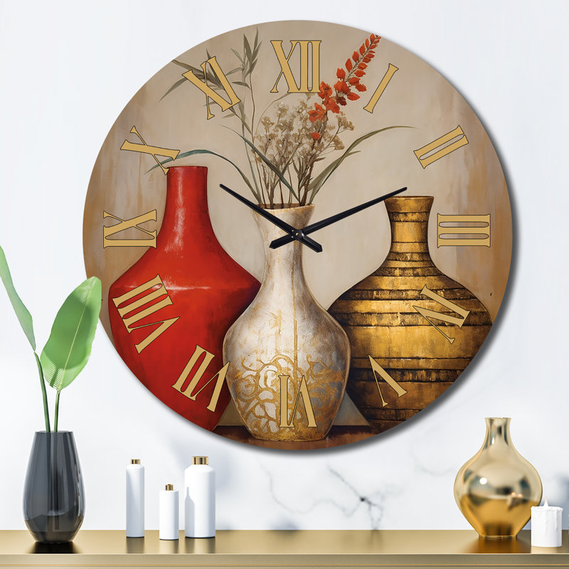Très grande horloge murale Boho Pottery, Grand