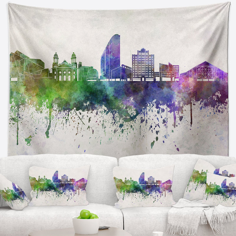 Tapisserie de san jose skyline Cityscape, H 32 po x l 39 po