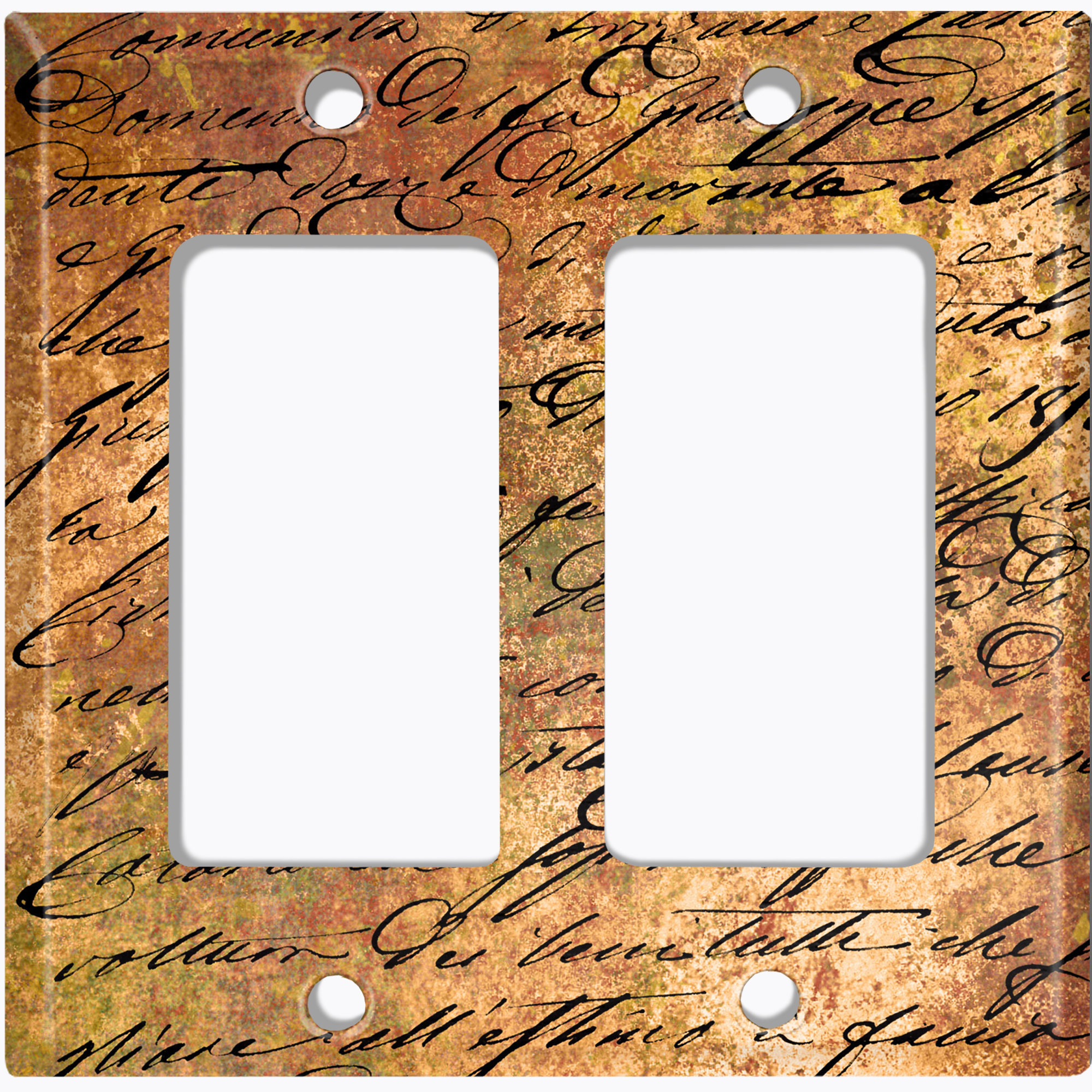 WorldAcc Orange Tan Letter Writing 2-Gang Rocker Wall Plate | Wayfair