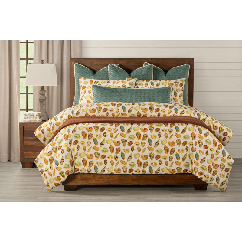 Seashell Print Duvet Cover and Insert Set, California King Duvet Cover + 2 Shams + 1 Pillow