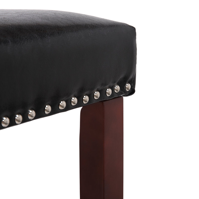 Tabouret de bar et de comptoir rembourré Jameson, Tabouret de comptoir (siège d’une hauteur de 24, Noir / Cerisier