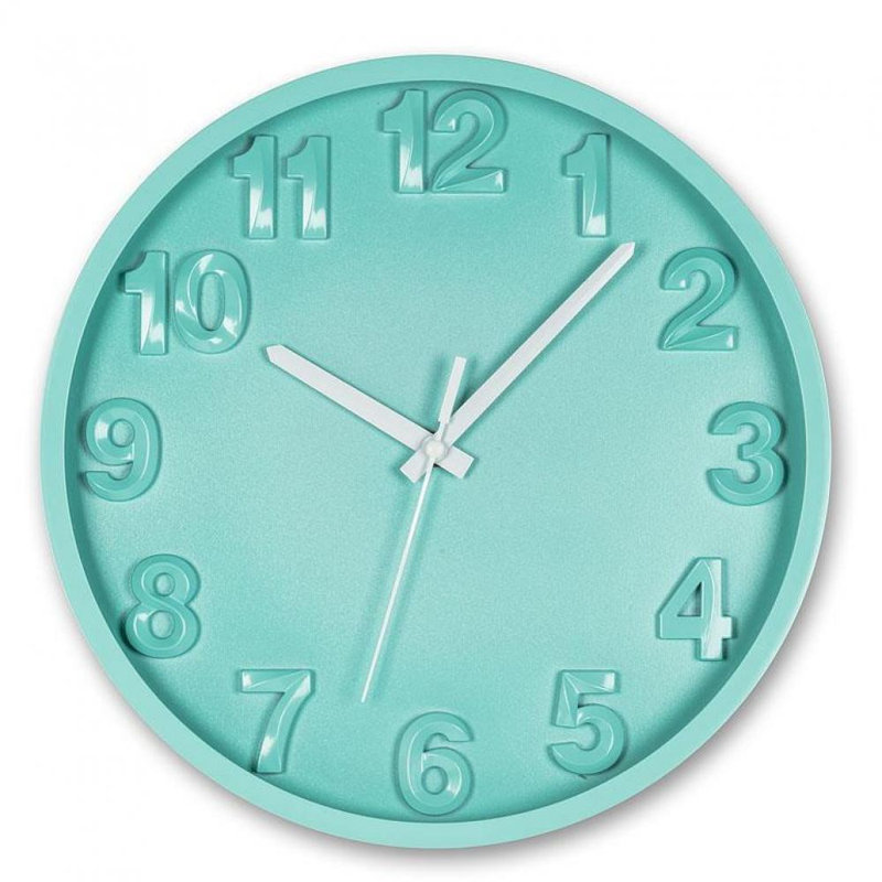 Horloge murale 12 po Fillingham, Turquoise / blanc