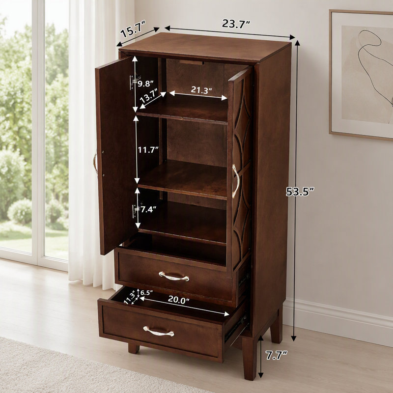 Garde-manger de 53,5 po de hauteur avec portes et tiroirs, Noyer