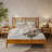 Oliver Solid Acacia Wood Platform Bed with Woven Rattan Headboard, Mid-Century Modern Boho Bed Frame, 800 lb Capacity, No Box Spring Needed, Queen, Caramel-359415753-360424246
