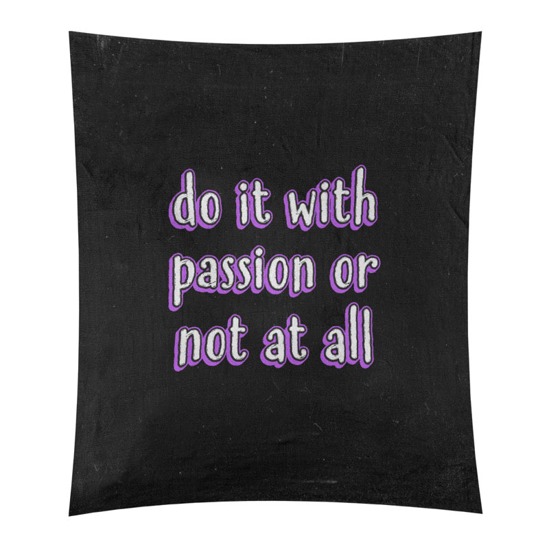 Tapisserie tableau noir en polyester citation passion, H 60 po x l 51 po, Mauve