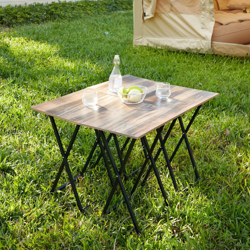 Ensemble de 4 plateaux de télévision pour manger avec support, ensemble de tables pliantes avec plateau de collation et tables pliantes pour petits espaces