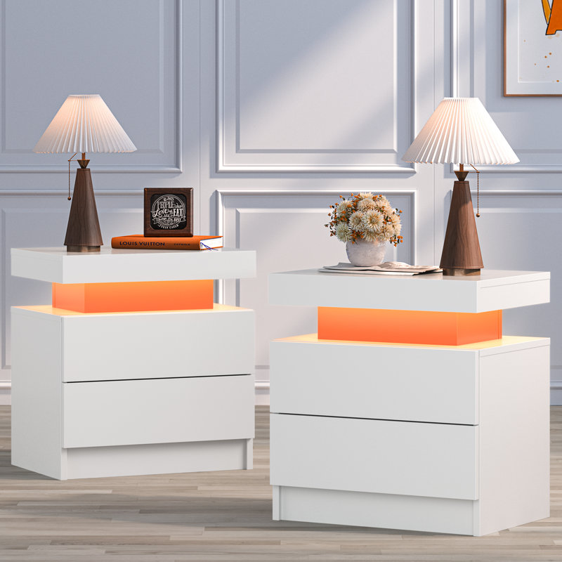 20'' W Nightstand, White, Set of 2