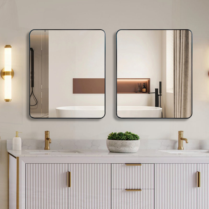 Rectangular Bathroom Wall Mirror, Black