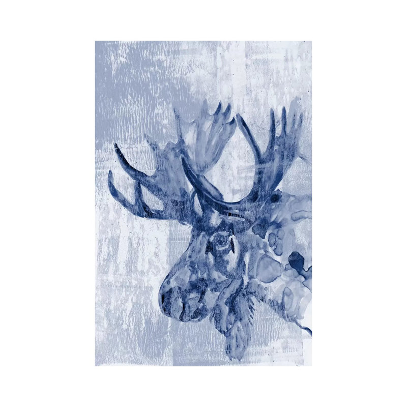 Indigo Moose 1 Piece Wrapped Canvas Painting, 101.6 cm H x 66.04 cm W x 1.91 cm D