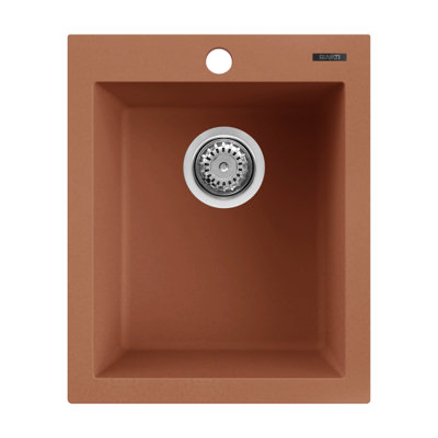 Ruvati 16 x 20 inch epiGranite Drop-in Topmount Granite Composite Quartz Single Bowl Wet Bar Prep Sink - Clay -