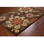 Tapis en laine brun touffeté à la main à motif floral orange et vert Ailey-197401933