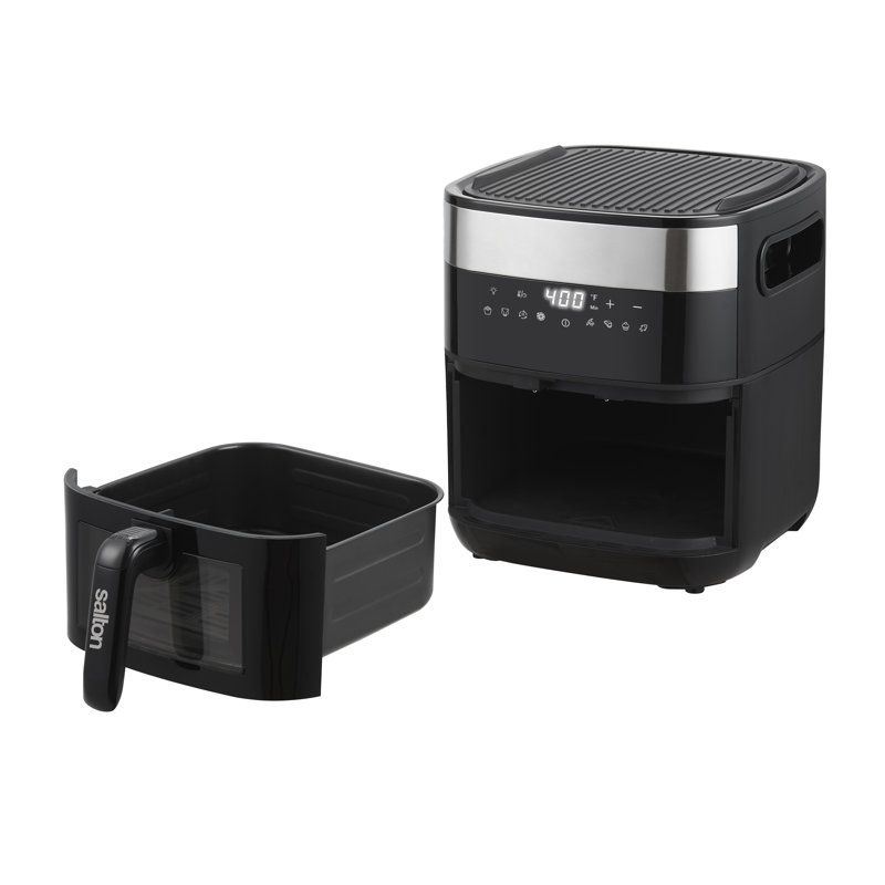 Salton Flip and Cook 3-in-1 5.8 Quart Air Fryer, Grill, & Dehydrator - Viewing Window