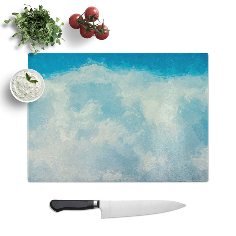 Tempered Glass The Crisp Clouds in Abstract Chopping Board, 28.5 cm W x 20 cm L