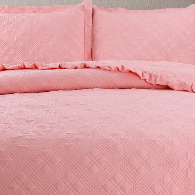 Modern & Contemporary Polyester Quilt, Pink, Queen Quilt + 2 Standard Shams