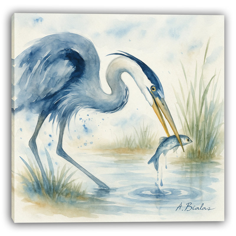 «Dynamic Blue Heron Splash», art mural sur toile, H 20 po x l 20 po