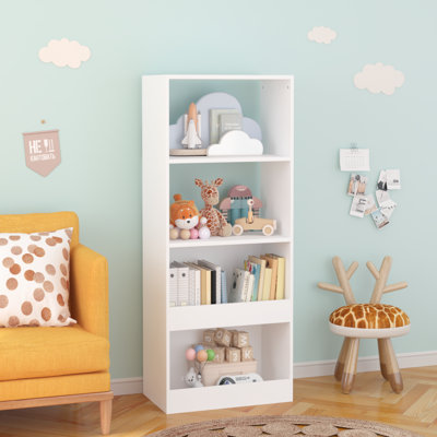Modern 4-tier Storage Bookshelf With Open Shelves And Large Bottom Compartment