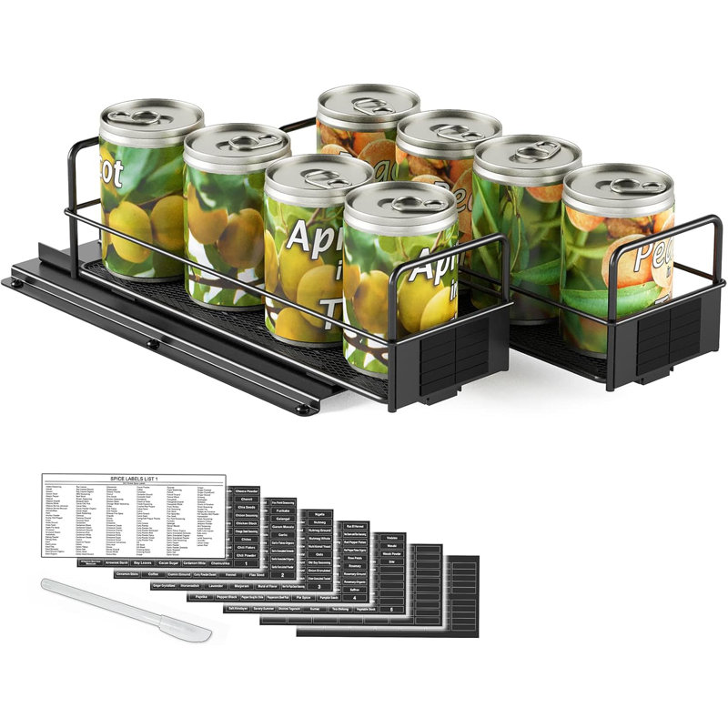 Étagère à épices à 1 niveau pour armoire, organisateur d'assaisonnements coulissant robuste, H 4 po x l 7,7 po x P 10,8 po