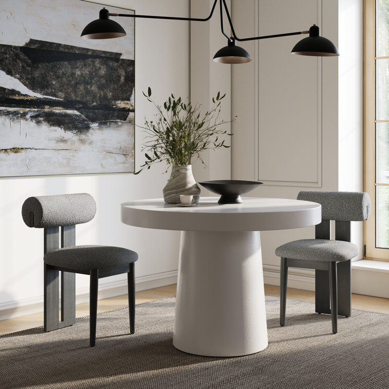 Prevelly 43" Concrete Round Dining Table, White