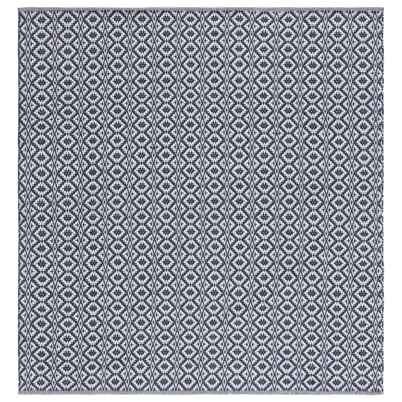 Masami Hand Woven Cotton Geometric Rug, Square 6'