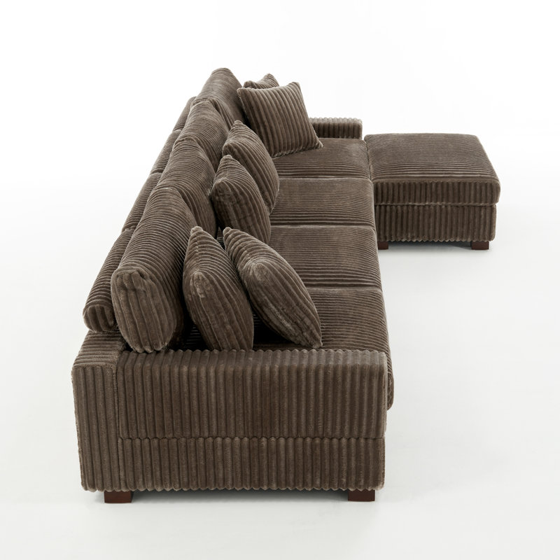 5 Seater Seating Component, Light Brown Faux Fur