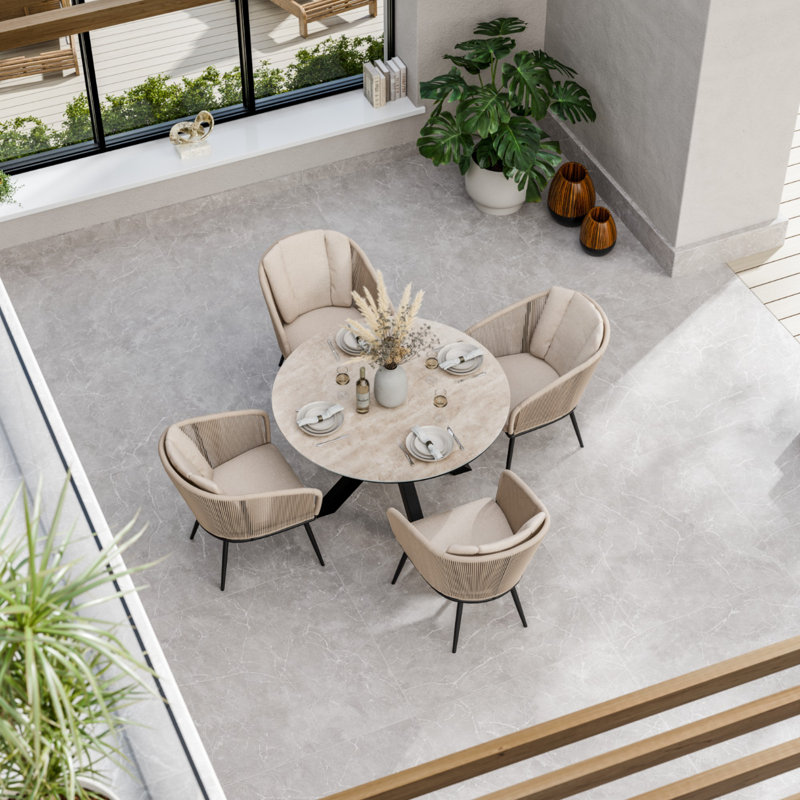 Bali 4 seater 120cm Dining Set with Rope chairs 