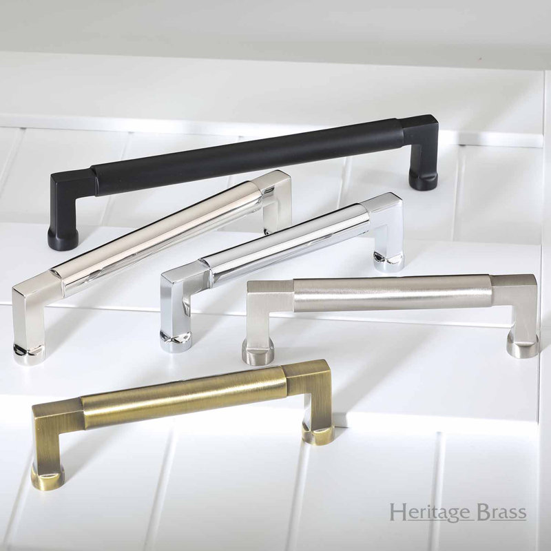 Heritage Brass Heritage Cabinet Pull Bauhaus Design, Satin Chrome, 16cm H x 16cm W x 17.6cm D