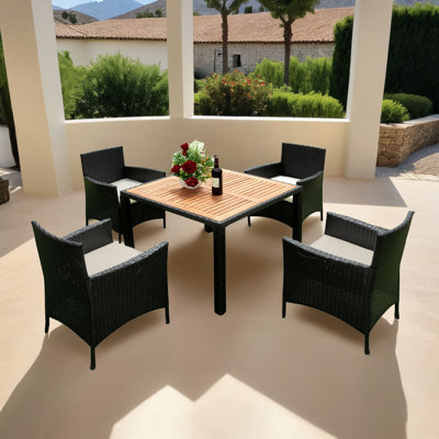 Ensemble de salle à manger d'extérieur 5 pièces avec table et chaises