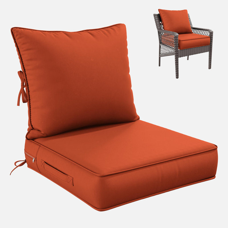 Outdoor Deep Seating Cushion Set Indoor And Outdoor Seat / Back Cushion, Available In 4 Sizes, 22" H x 22" W, Orange