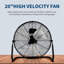 20-Inch Heavy Duty Black Metal Industrial Floor Fan