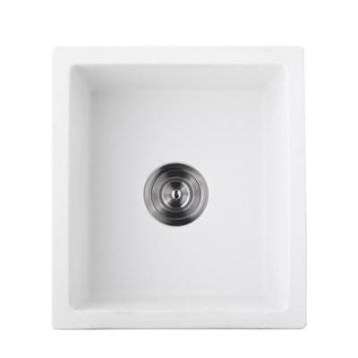 Évier de bar en quartz 18 po x 16 po - Grattage et drainage facile avec grille inférieure et crépine blanc 18 po de longueur x 16 po de largeur, hygiénique pour un nettoyage facile