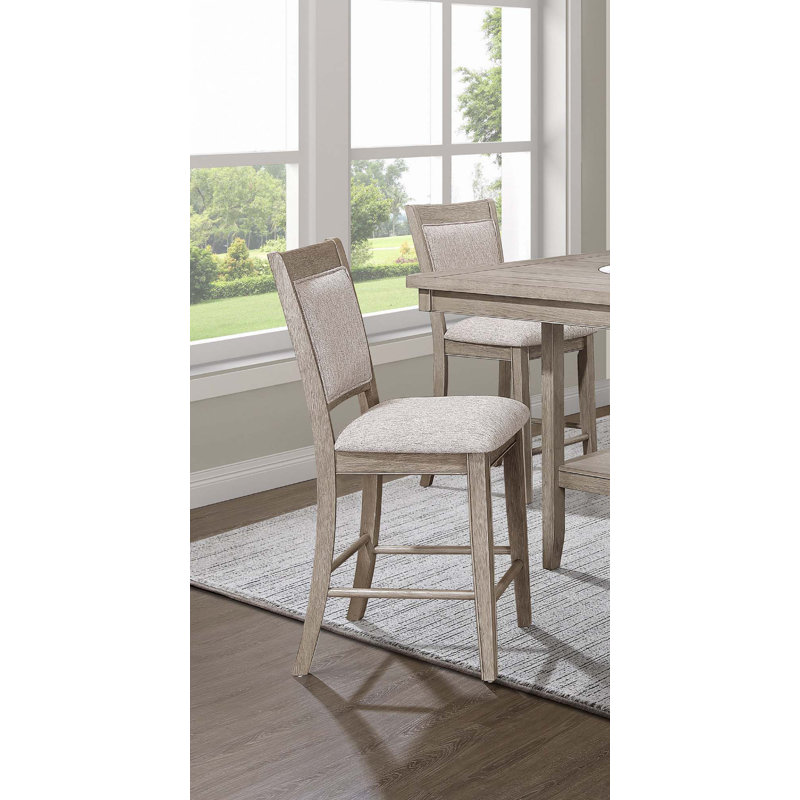 Tabouret de bar 2 pièces Farmhouse Style, Beige gris, Beige