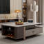 Table basse rectangulaire en acier au carbone gris