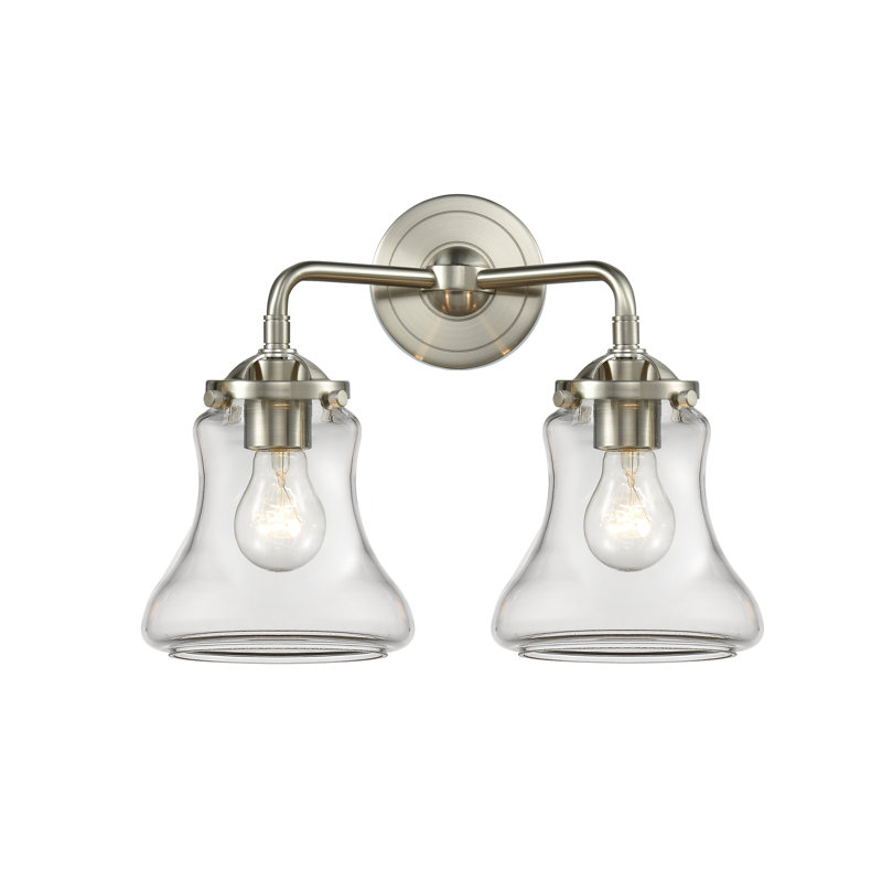 Éclairage pour salle de bain 2 lumières Edda, Grainé, Incandescent, Nickel satiné brossé