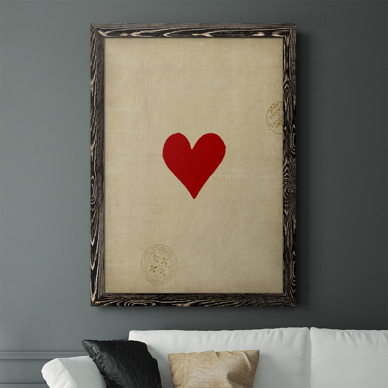 Petit cœur encadré sur toile, H 37,5 po x l 27,5 po x P 1 po, Noir
